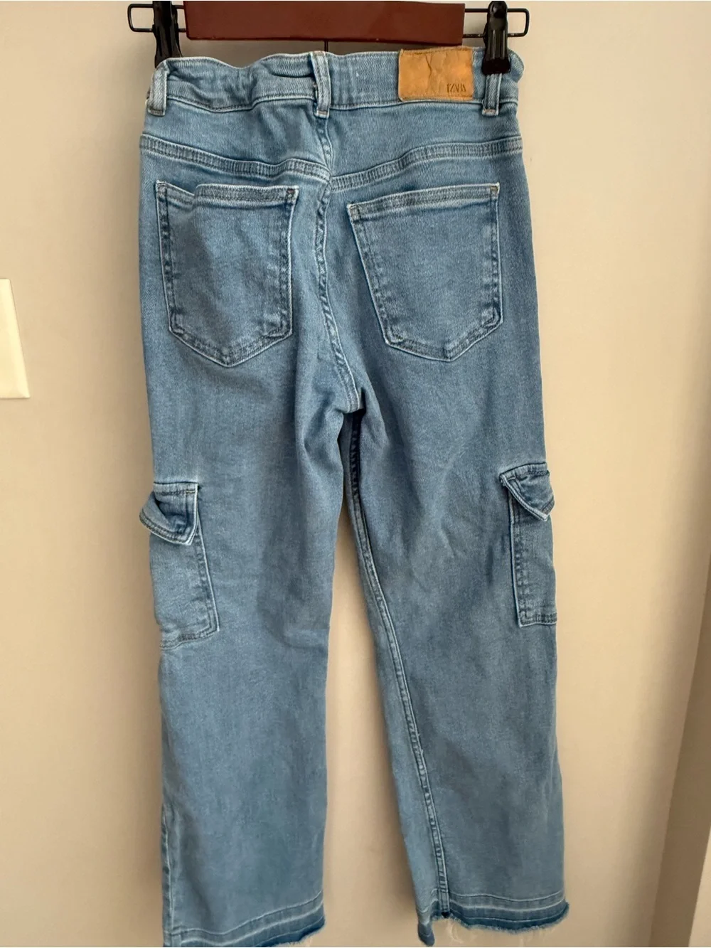 Girls light blue Zara jeans with frayed hem size 13/14